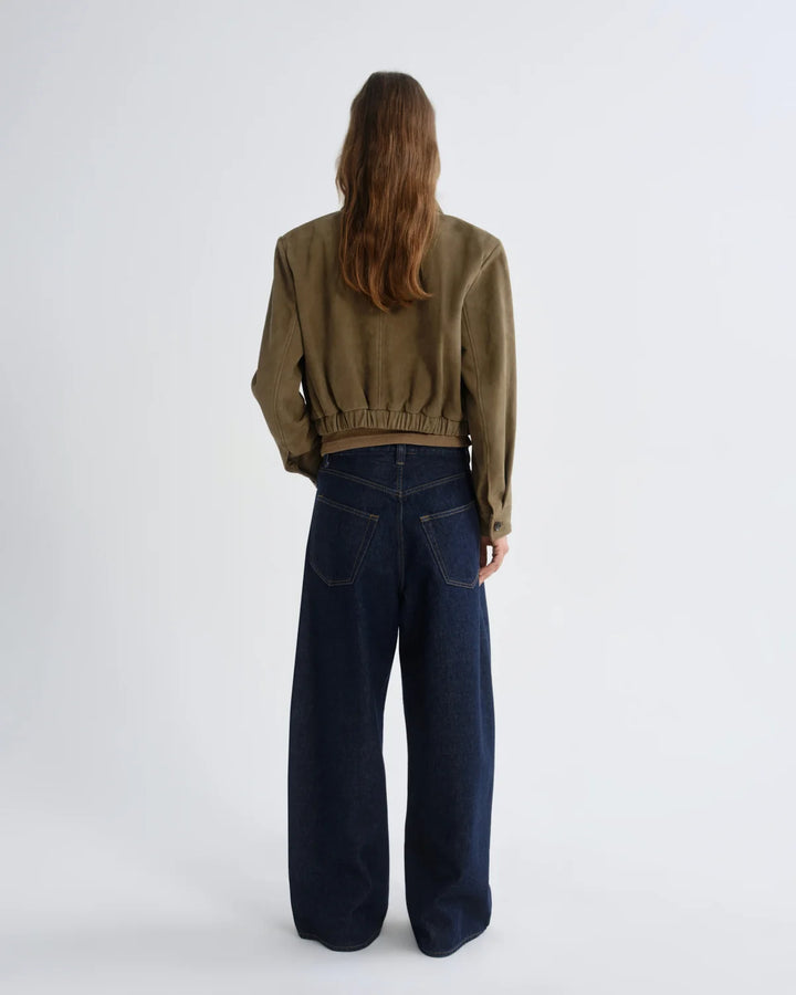 Nahla Cropped Suede Jacket in Canopy