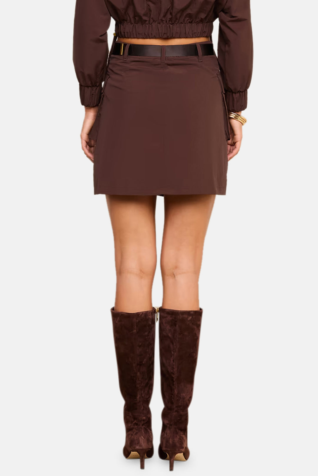 Norene Nylon Mini Skirt Dark Java
