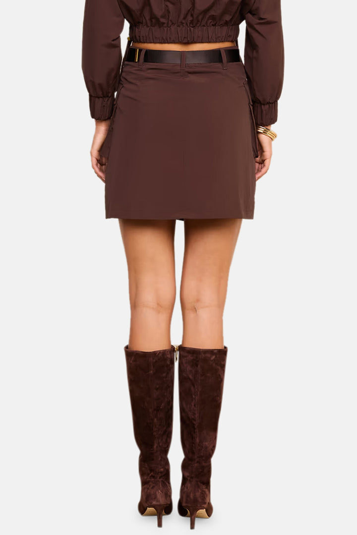 Norene Nylon Mini Skirt Dark Java