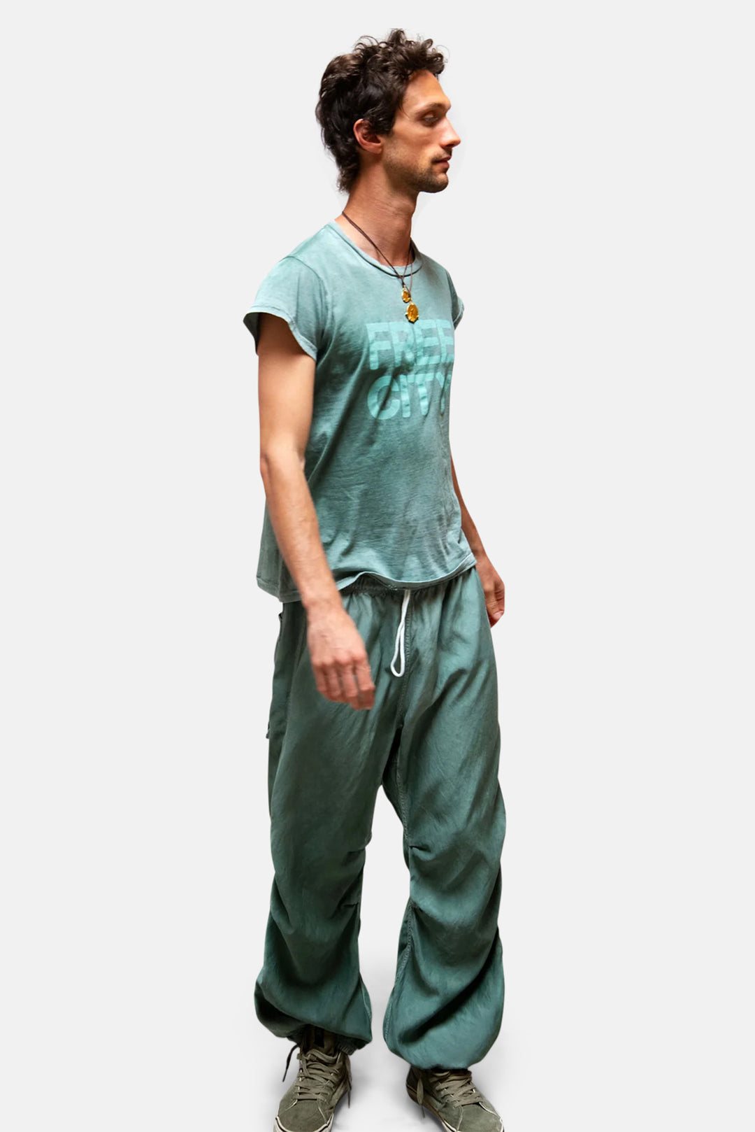 Matte/Satin Loose Drawcord Biggy Pant - Eatgreen