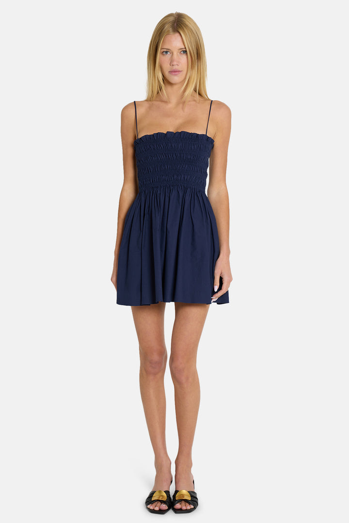 Cindy Shirred Mini Dress Navy