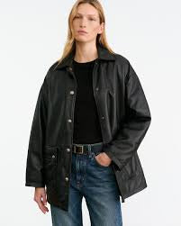 Cordel Leather Coat Black