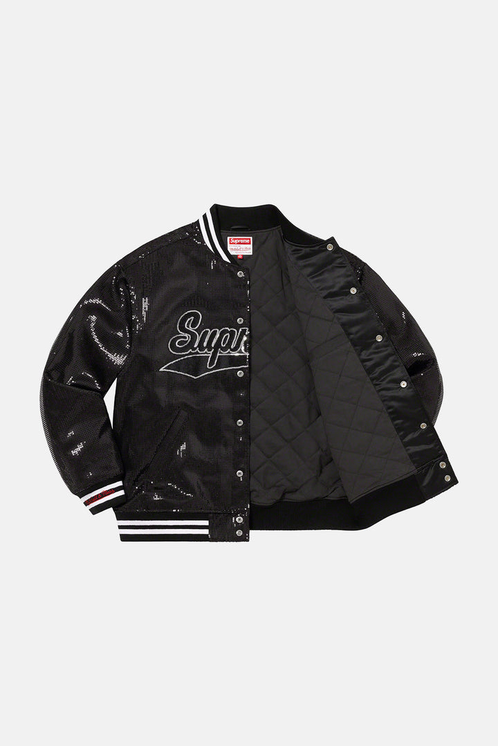 x Mitchell & Ness Sequin Varsity Jacket Black