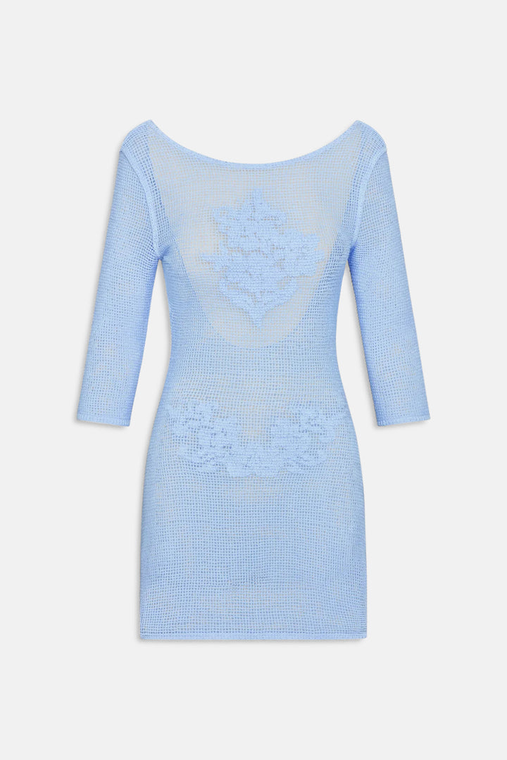 Le Jardin Crochet Mini Dress Blue Jay