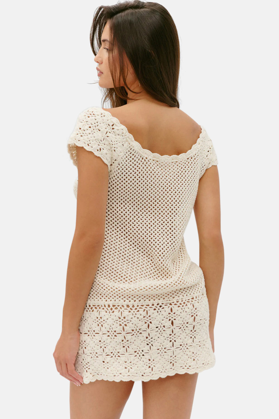 Moss Crochet Mini Dress Sand Dollar