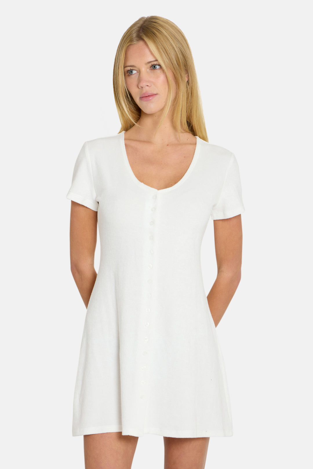 Hannah Terry Buttondown Dress White