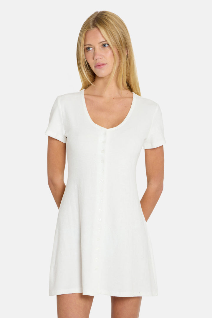 Hannah Terry Buttondown Dress White