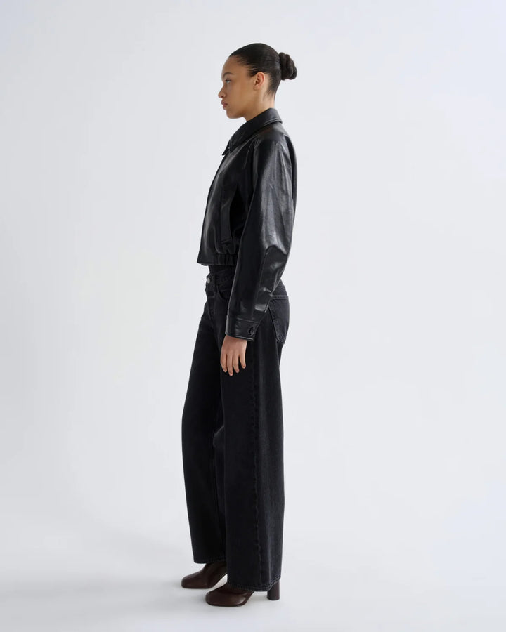 Nahla Cropped Jacket (Recycled Leather) in Detox
