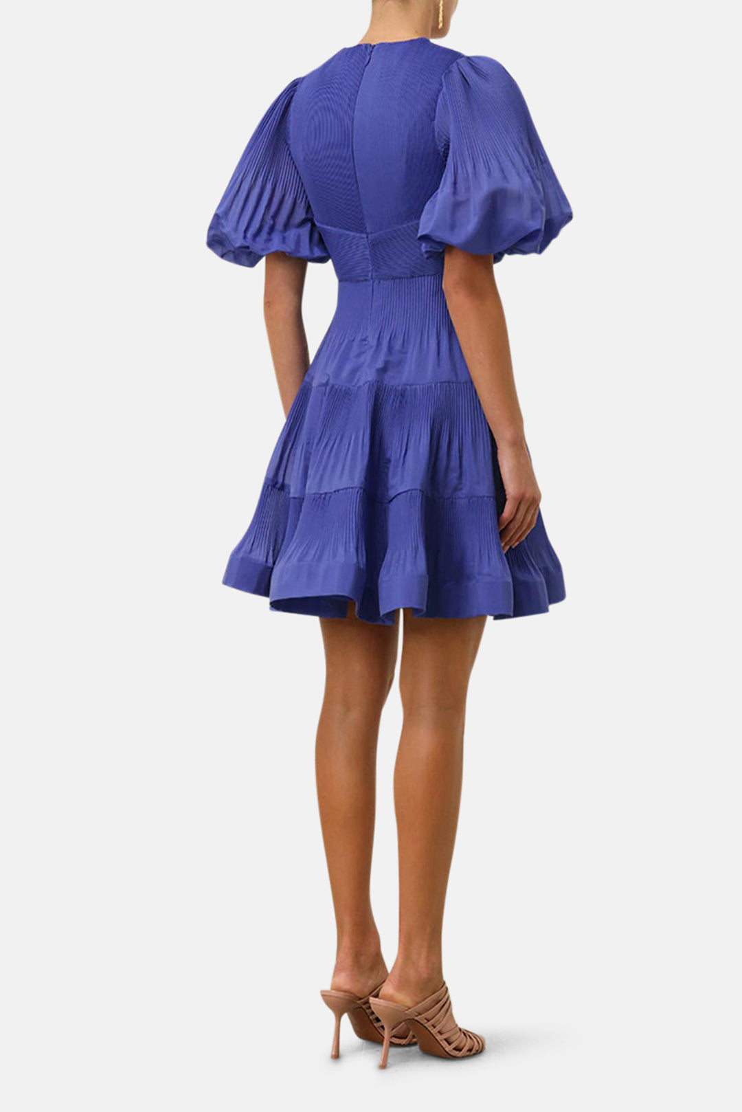 Zimmerman Pleated Mini Dress Lapis blueandcream Zimmerman Pleated Mini Dress Lapis blueandcream