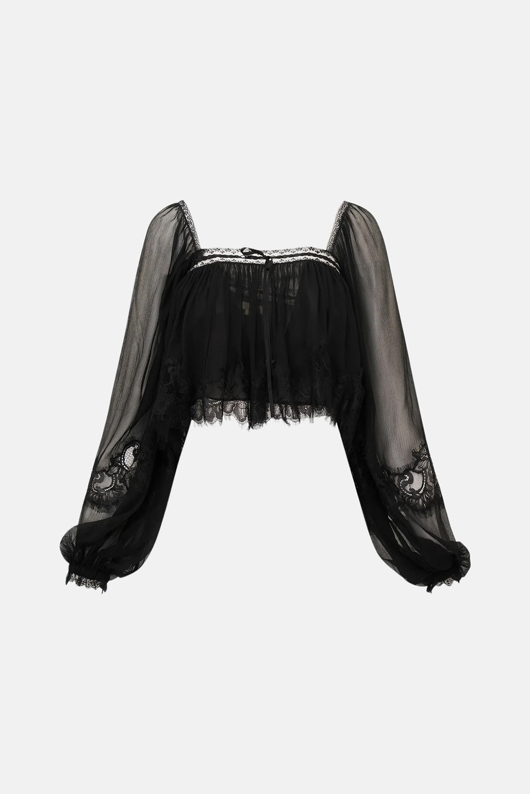 Ebbie Silk Lace Blouse Black