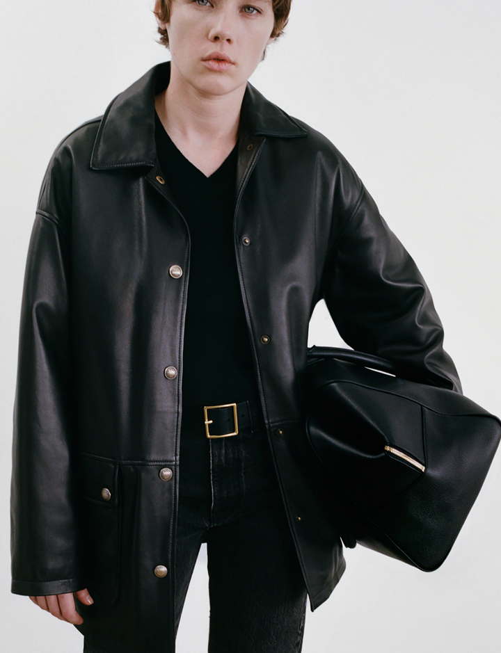 Cordel Leather Coat Black