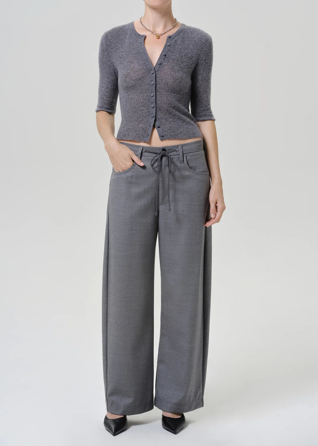 Brynn Drawstring Trouser in Felted Gris
