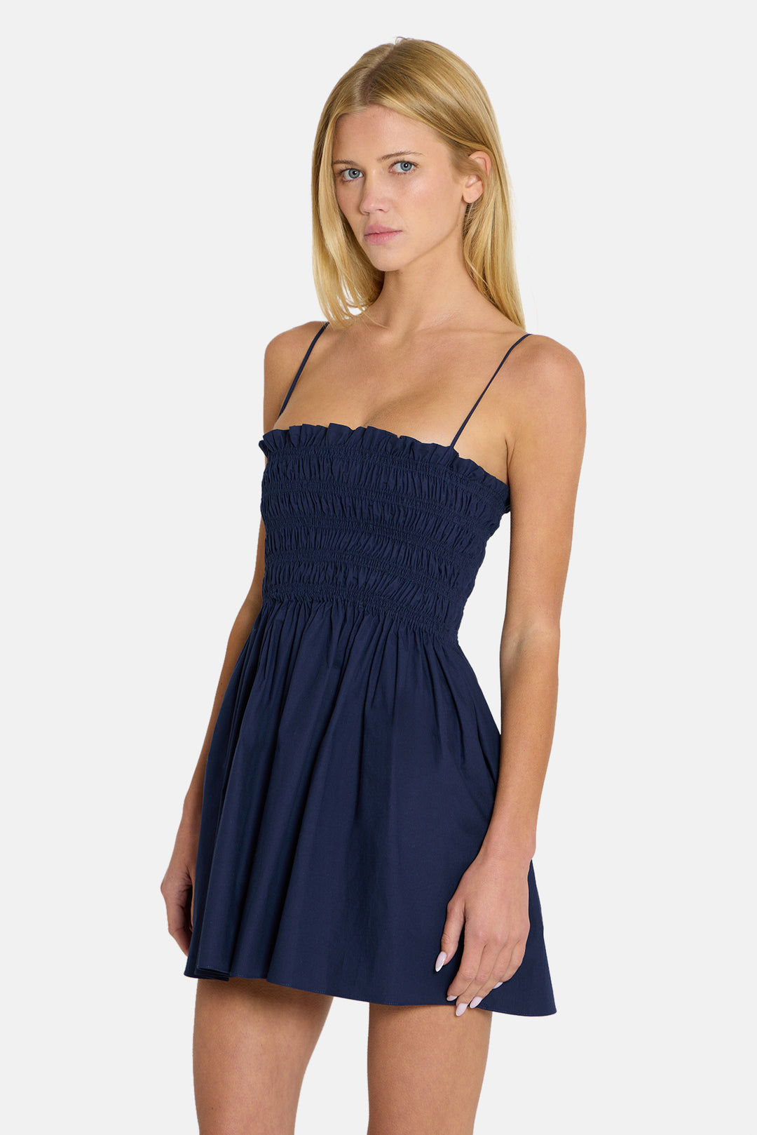 Cindy Shirred Mini Dress Navy