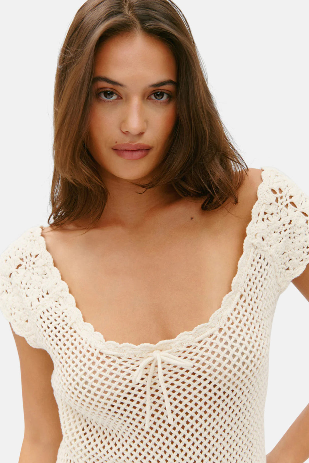 Moss Crochet Mini Dress Sand Dollar