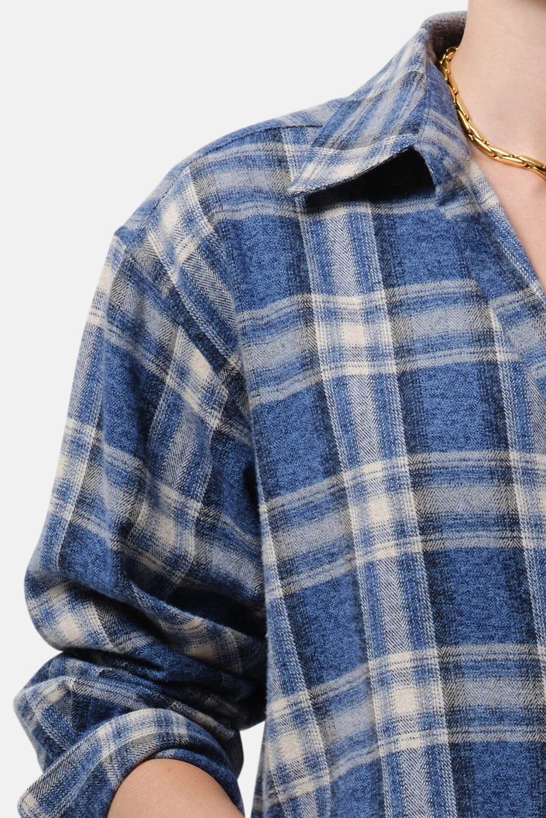 Ana Cropped Shirt in Marina Plaid