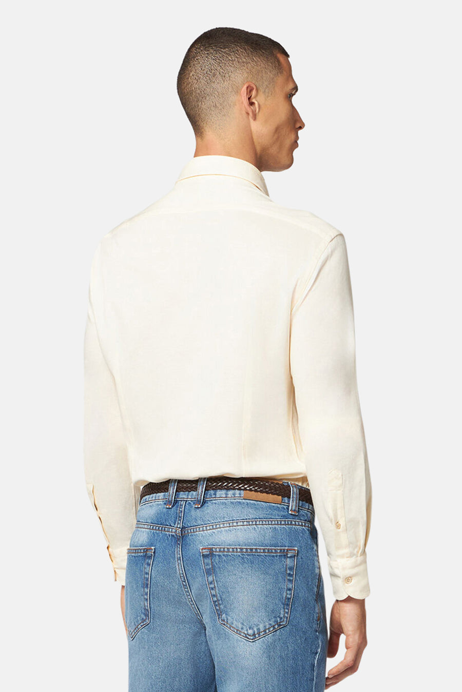 Jersey Cotton Button Up Shirt Vanilla
