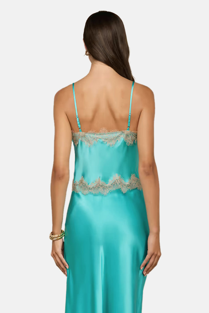 Kimber Silk Lace Camisole Cyan/Cappuccino