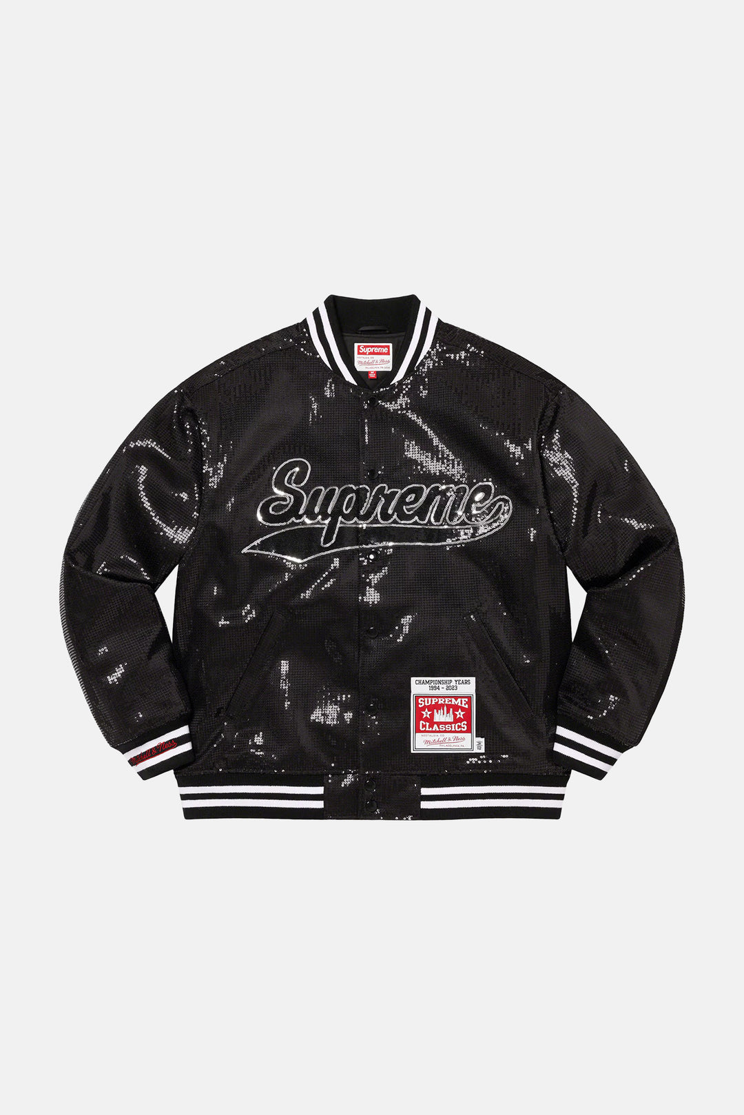 x Mitchell & Ness Sequin Varsity Jacket Black
