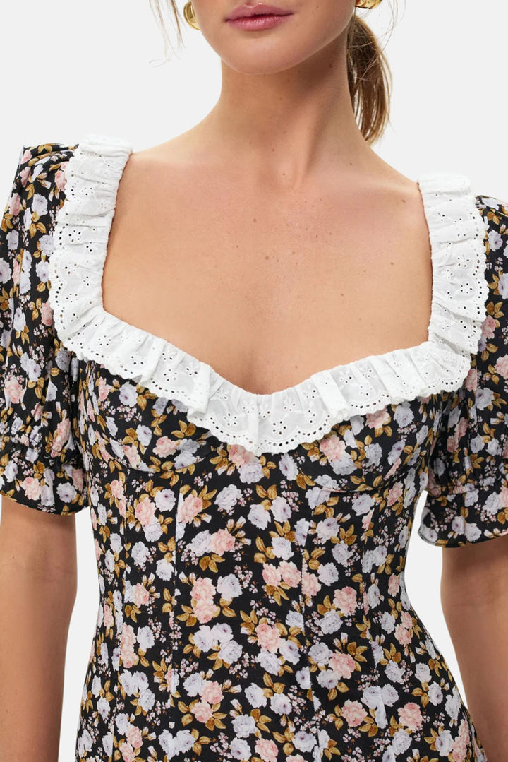 Canyon Blossom Mini Dress Black