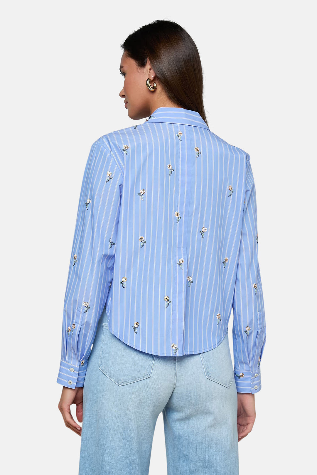 Cosette Sequined Shirt Blue Stripe/Sequin Flower