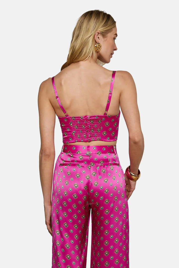 Sonya Silk Bustier Fuchsia/Turquoise Southwestern Geo