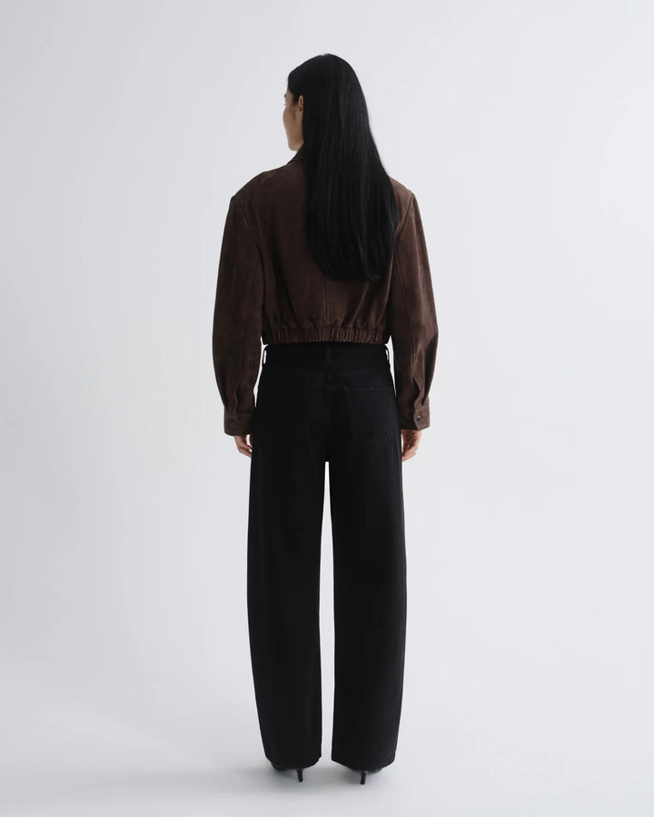 Nahla Cropped Suede Jacket in Root
