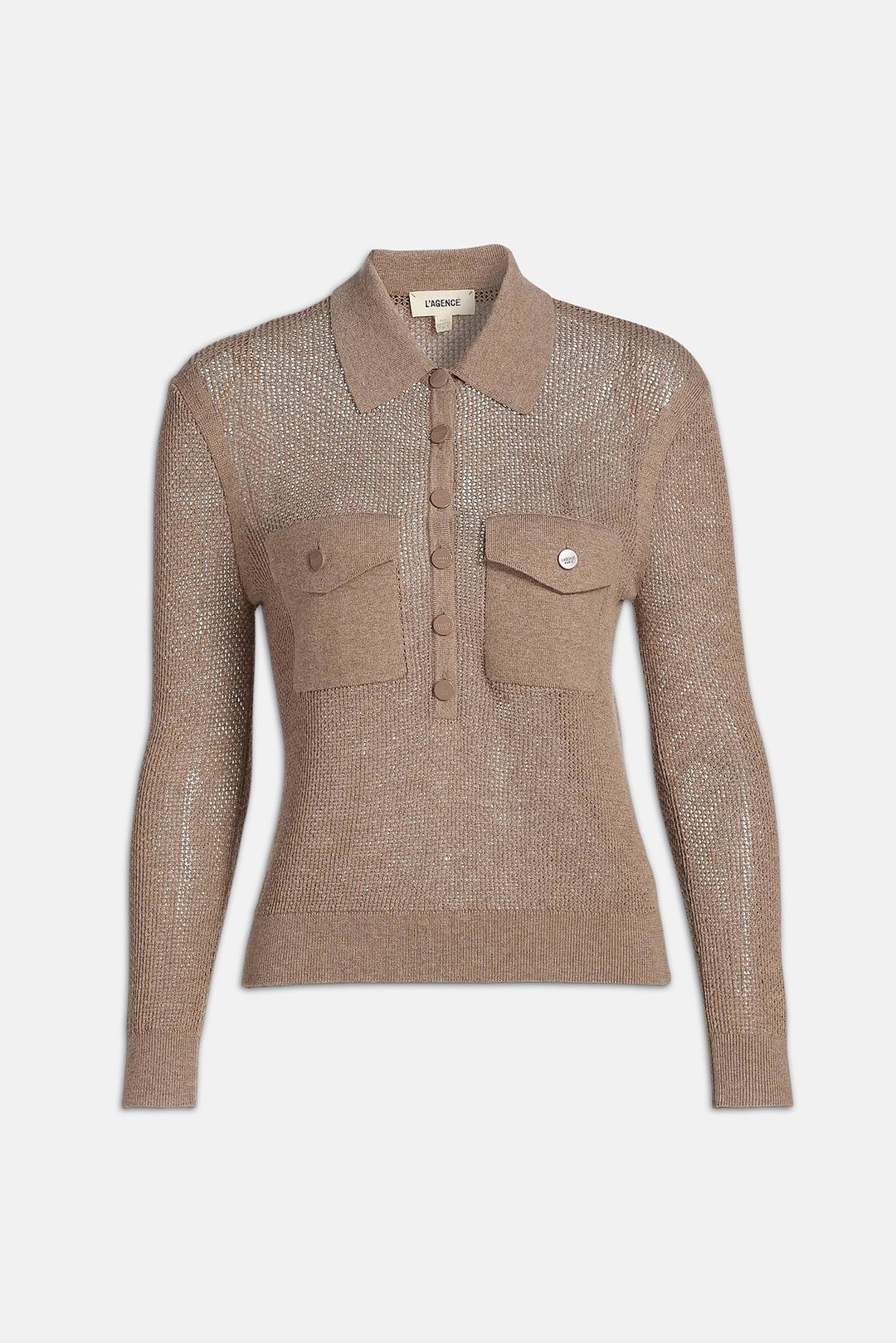 Carine Pointelle Collared Sweater Mushroom