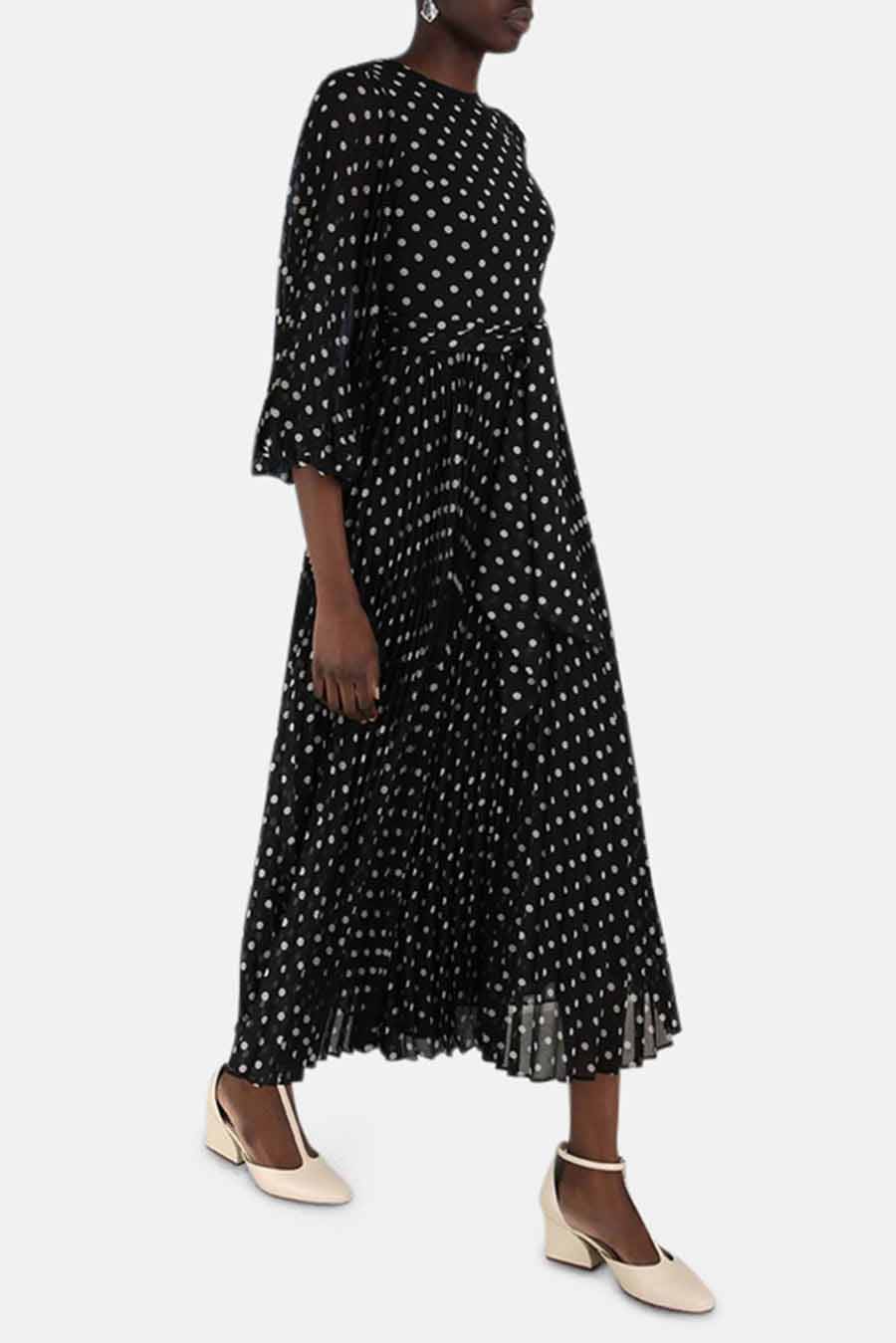 black and cream long sleeve dress Meredith Long Sleeve Cut-Out Maxi Dress Cream Black