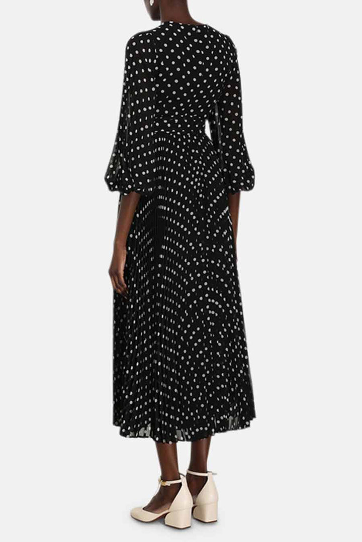 Sunray Long Sleeve Midi Black/Cream Dot