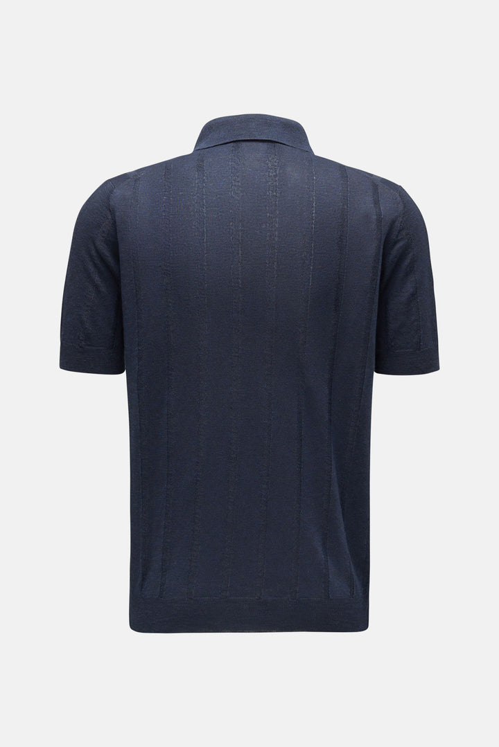 Linen Knit Polo Navy