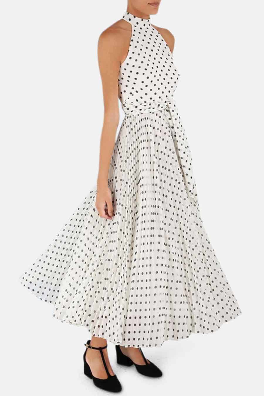 Sunray Picnic Dress Cream/Black Dot