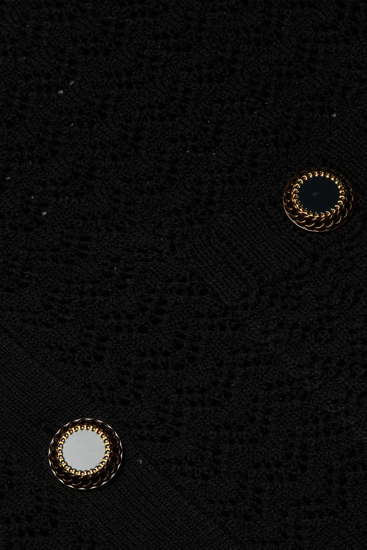 Orla Pointelle Knit Cardigan Black/Gold