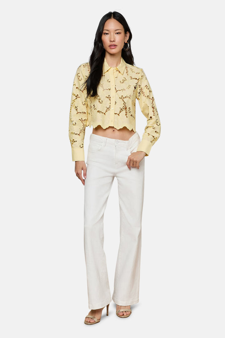 Seychelle Cropped Eyelet Blouse Lemon Sorbet