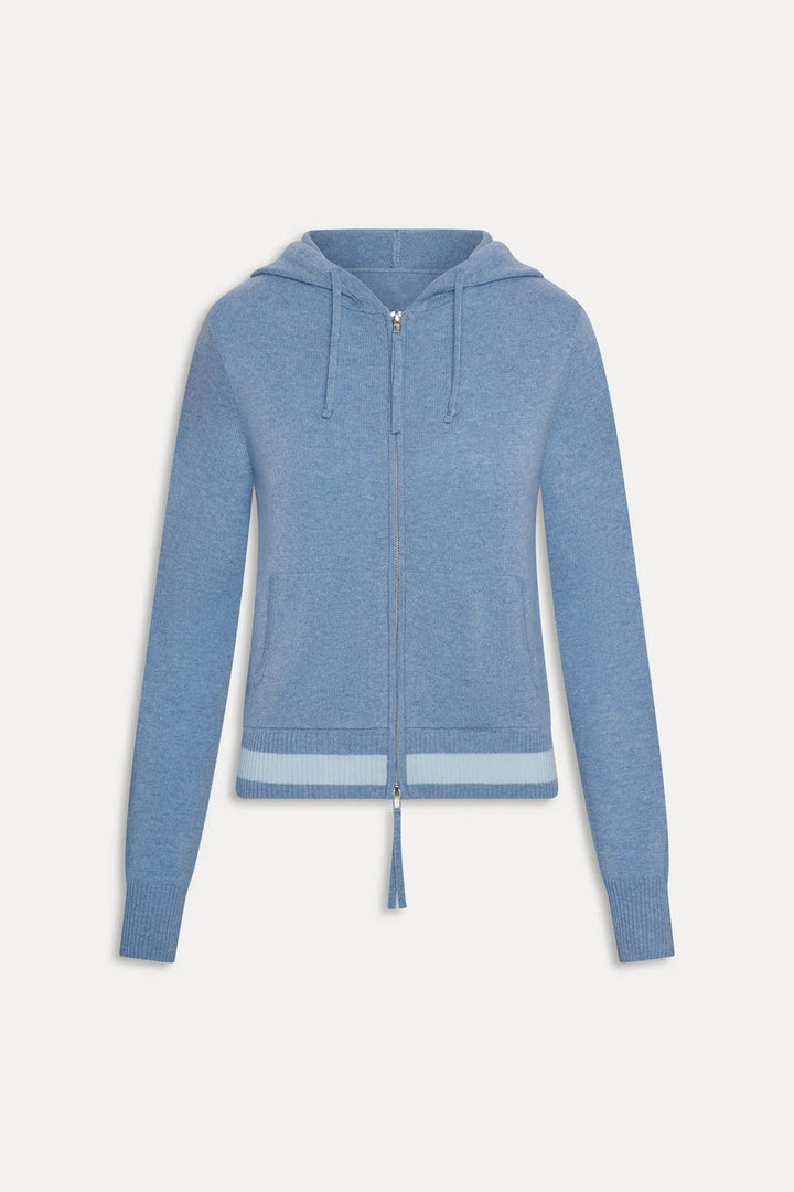Topanga Cashmere Zip Up Hoodie Blue Lake