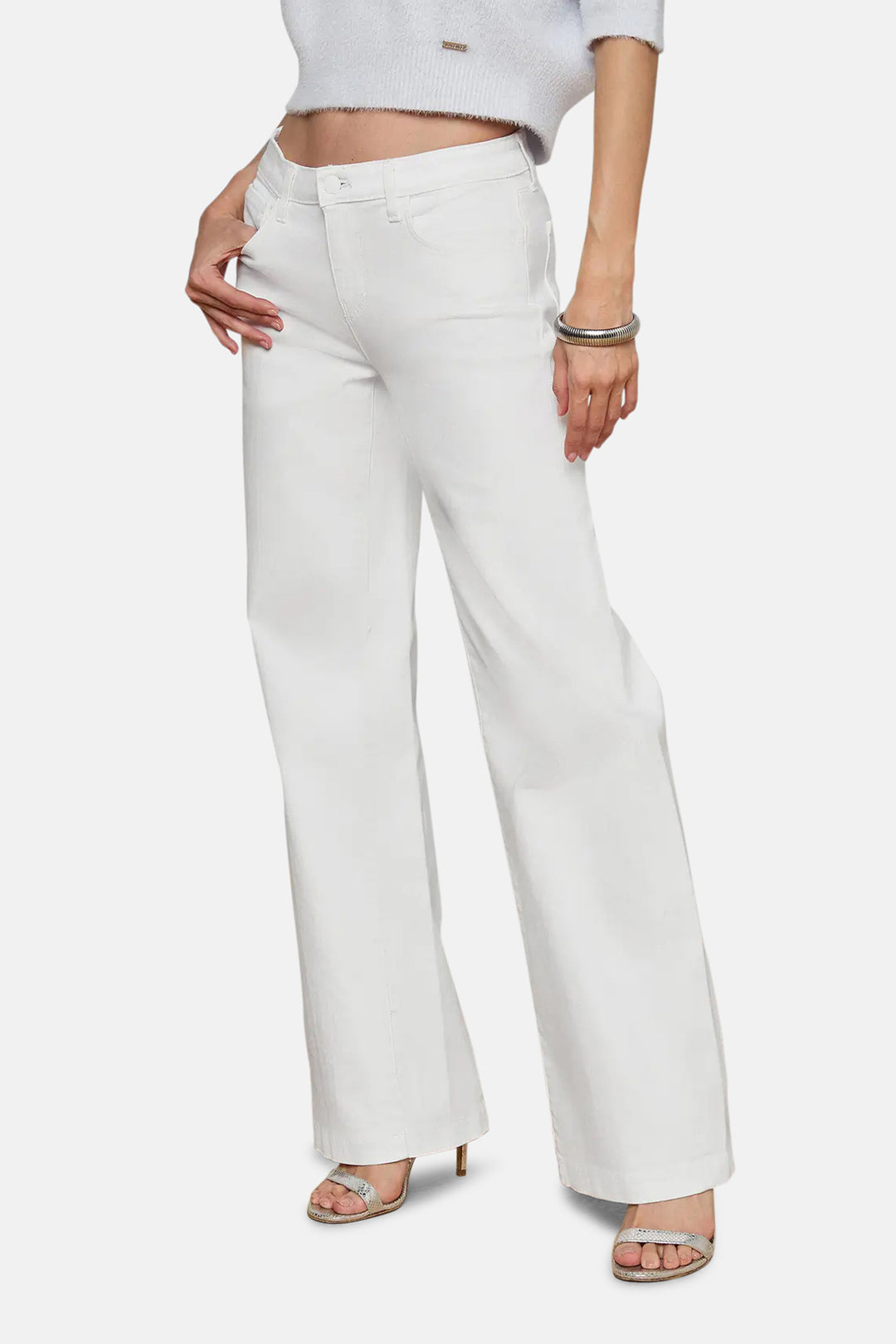 Joanne Low-Rise Wide-Leg Jean Blanc