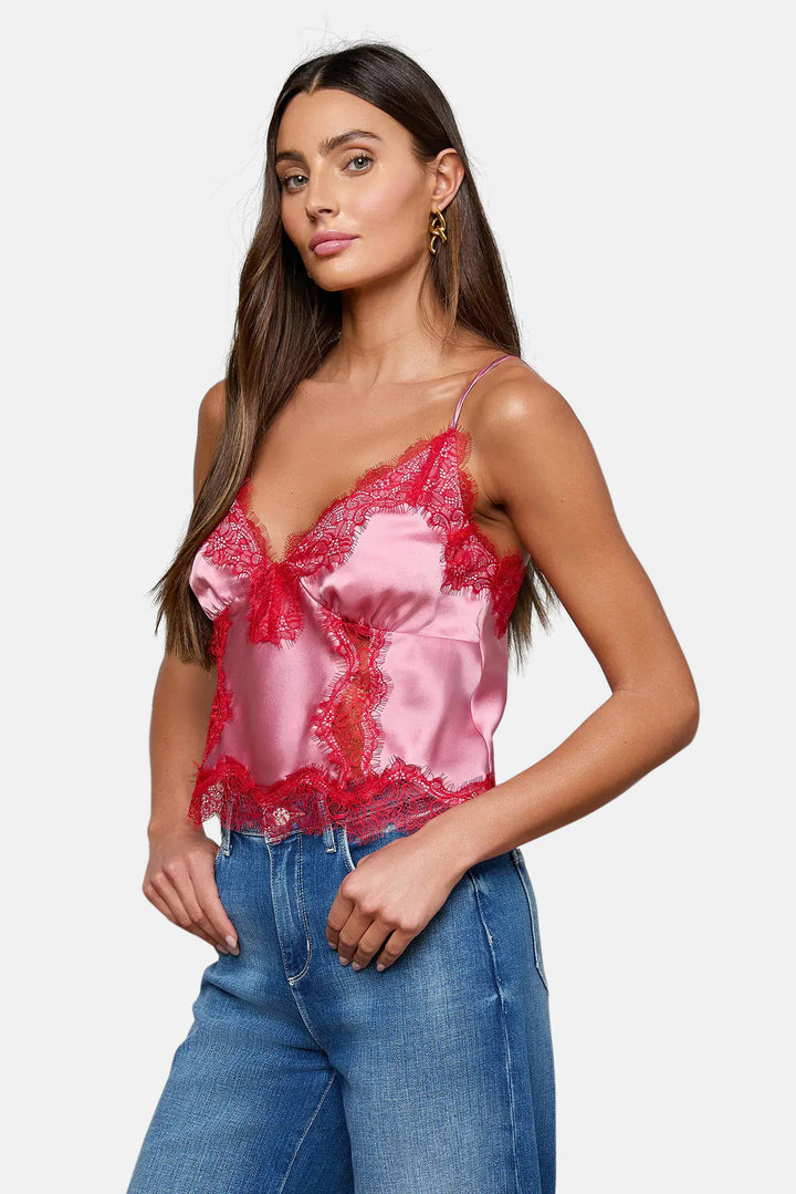 Kimber Silk Lace Camisole Fondant Pink/Chili Pepper