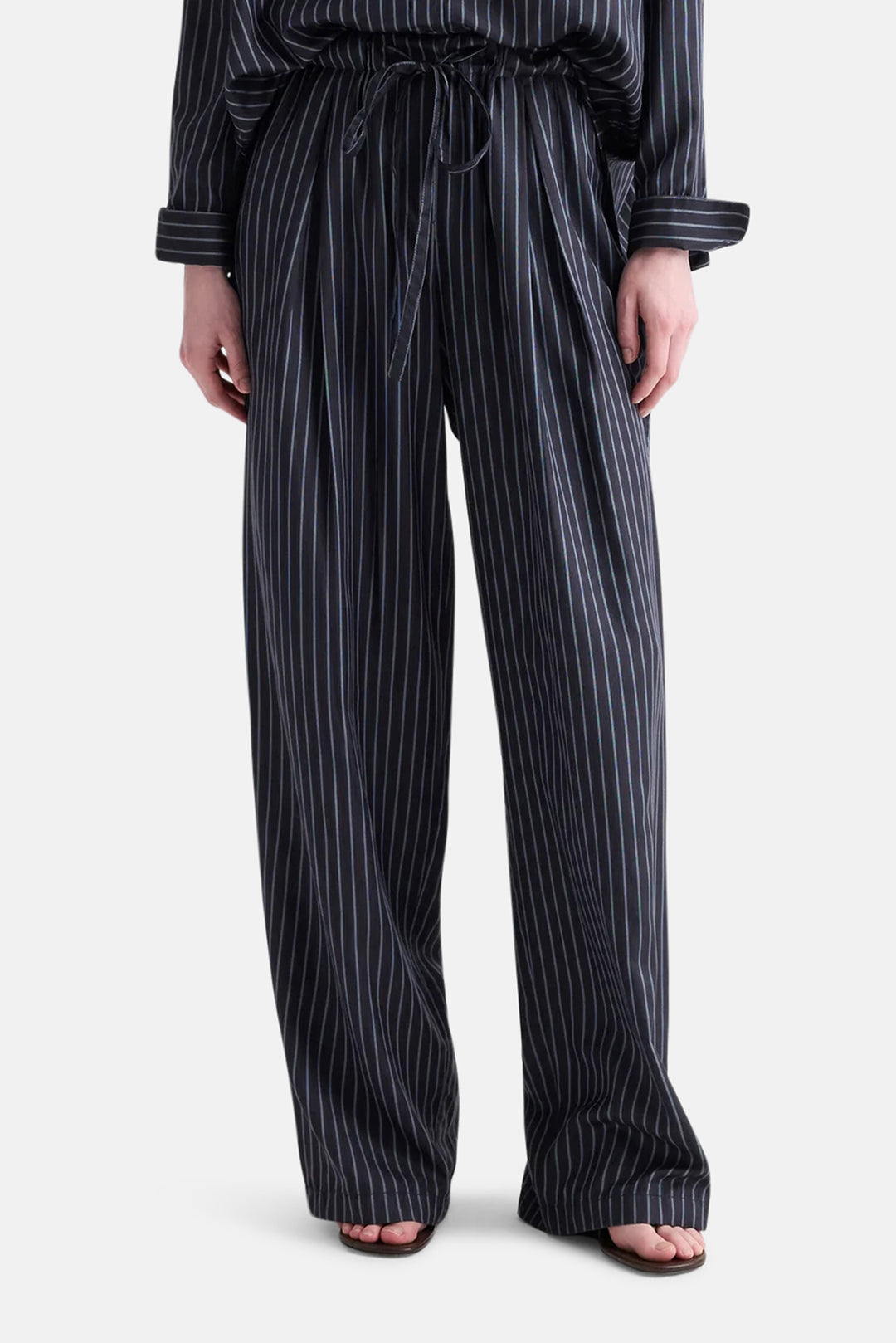 PJ Pant in Silk Blue Nights / Turkish Coffee