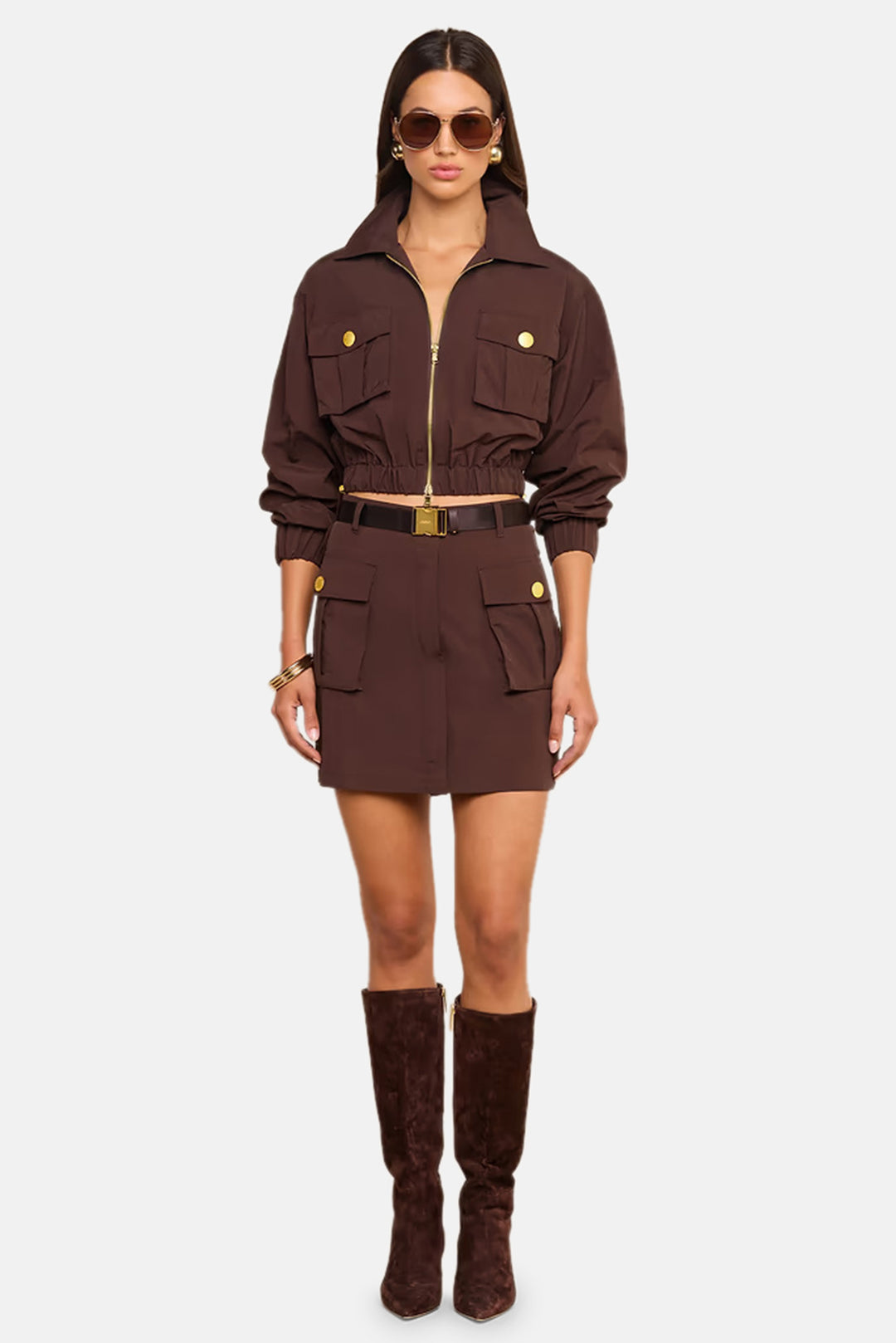 Norene Nylon Mini Skirt Dark Java