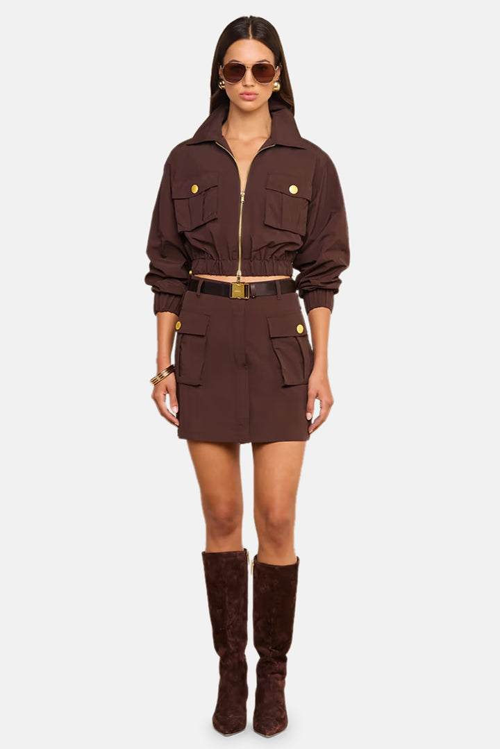 Norene Nylon Mini Skirt Dark Java