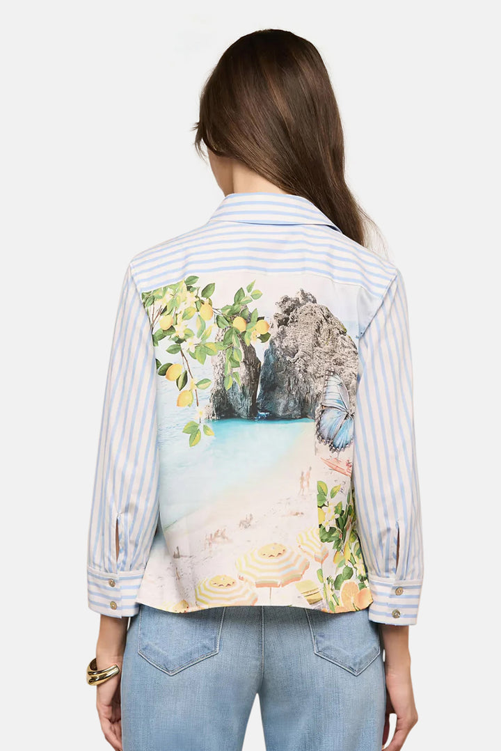 Fawn Beach Print Shirt Multi Beach Scarf