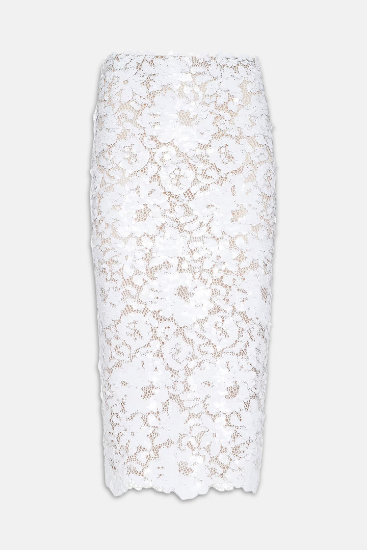 Makena Sequin Pencil Skirt White