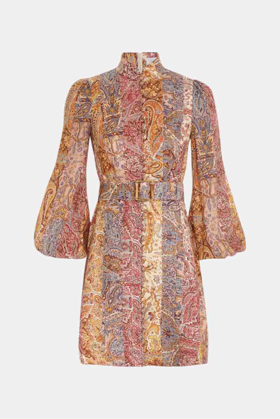 Zimmerman Luminosity Belted Mini Dress Multi Paisley Stripe blueandcream Zimmerman Luminosity Belted Mini Dress Multi Paisley Stripe blueandcream