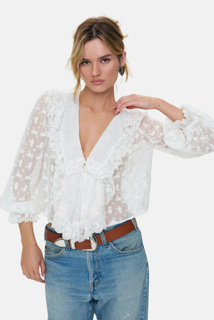 Hamptons Eyelet Blouse Cream