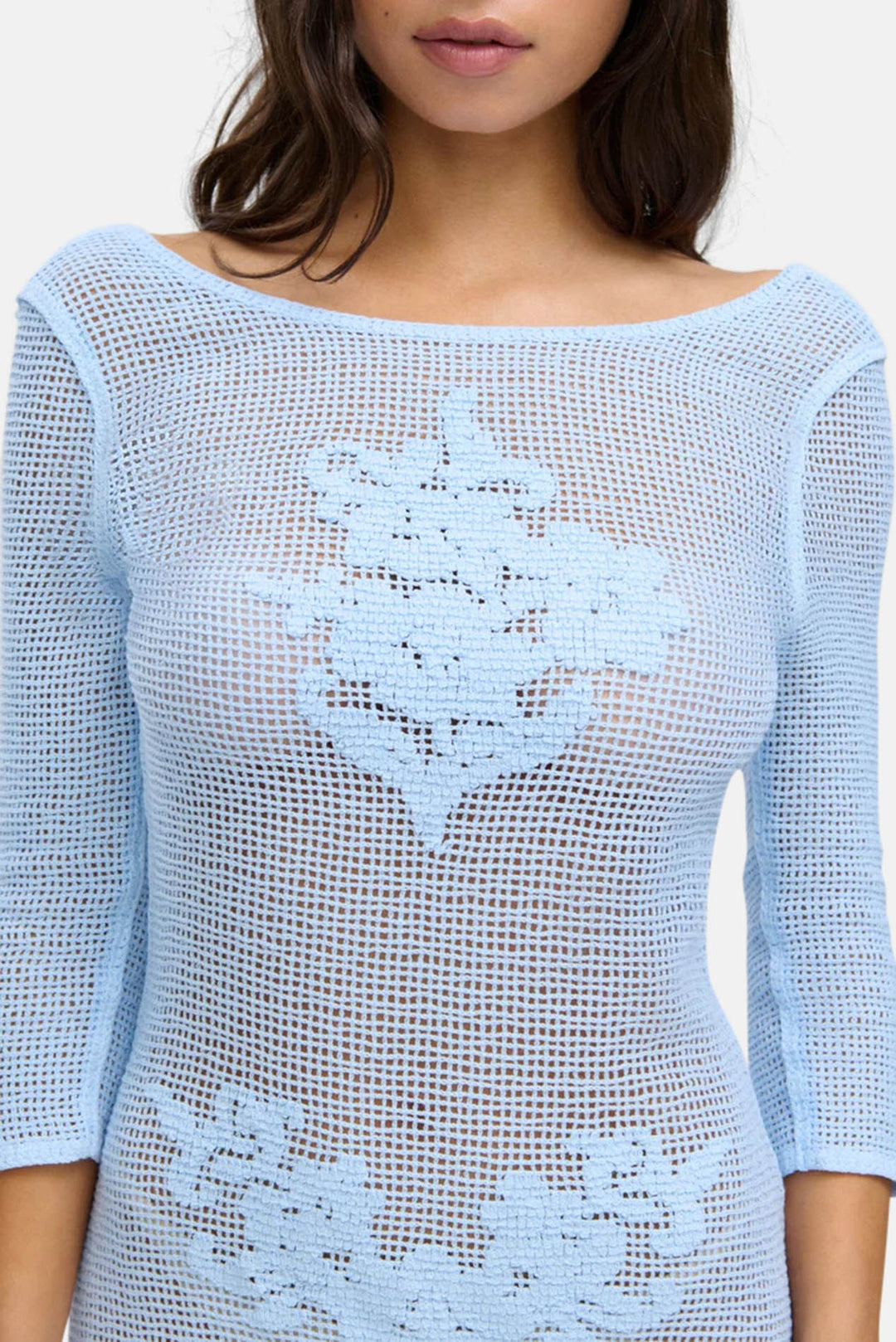Le Jardin Crochet Mini Dress Blue Jay