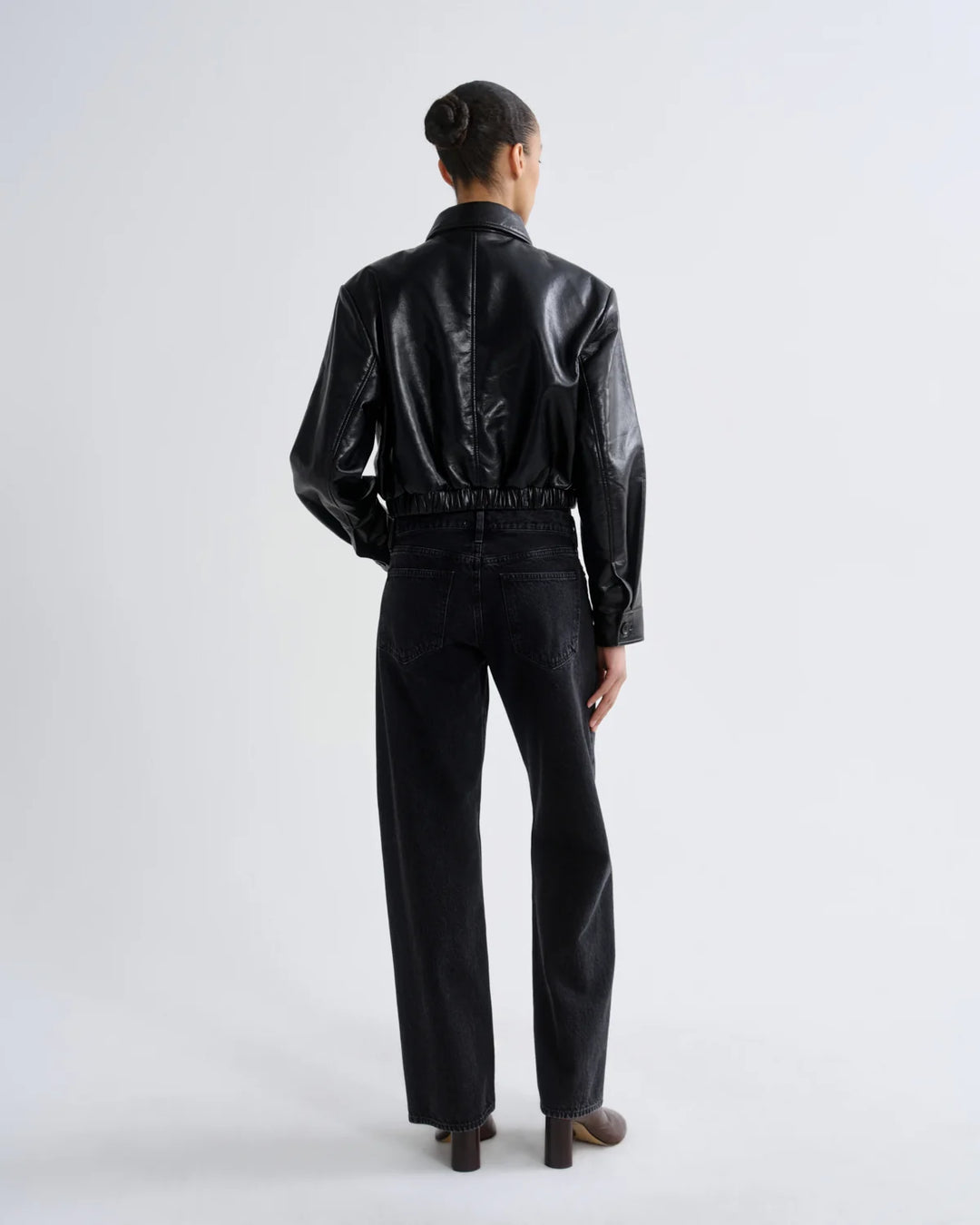 Nahla Cropped Jacket (Recycled Leather) in Detox
