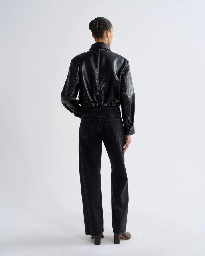 Nahla Cropped Jacket (Recycled Leather) in Detox