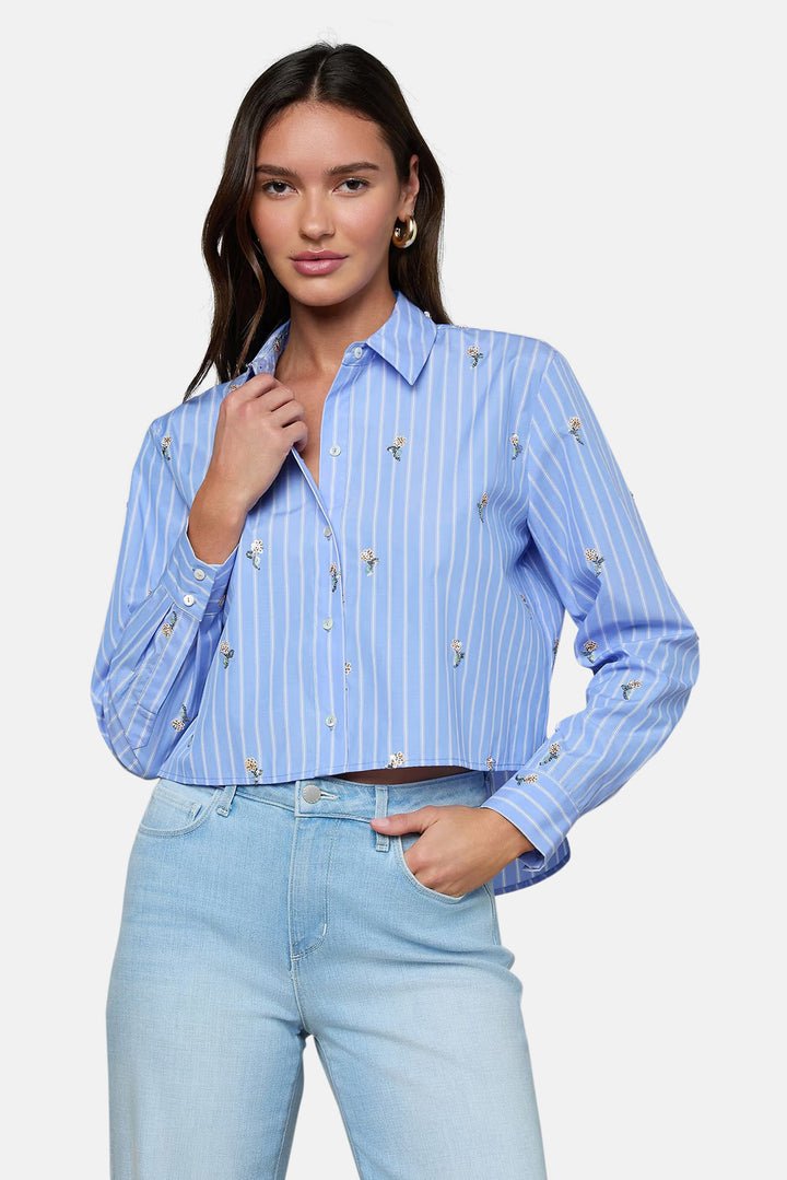 Cosette Sequined Shirt Blue Stripe/Sequin Flower