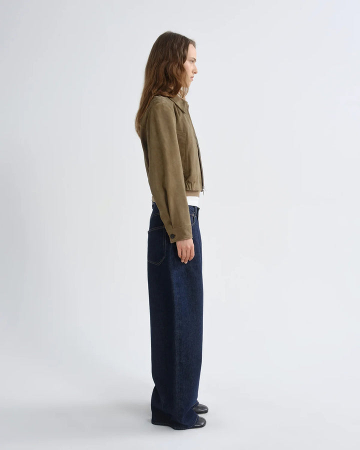 Nahla Cropped Suede Jacket in Canopy