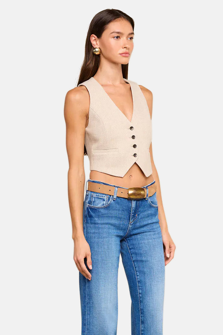 Jianna Vest Cappuccino/Ivory Tweed