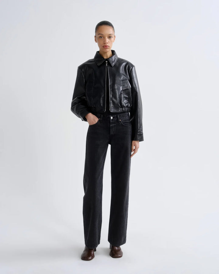 Nahla Cropped Jacket (Recycled Leather) in Detox